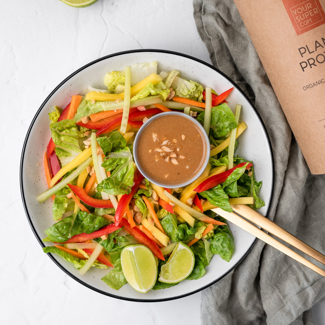 Asian Salad Recipe with Protein-Packed Peanut Dressing